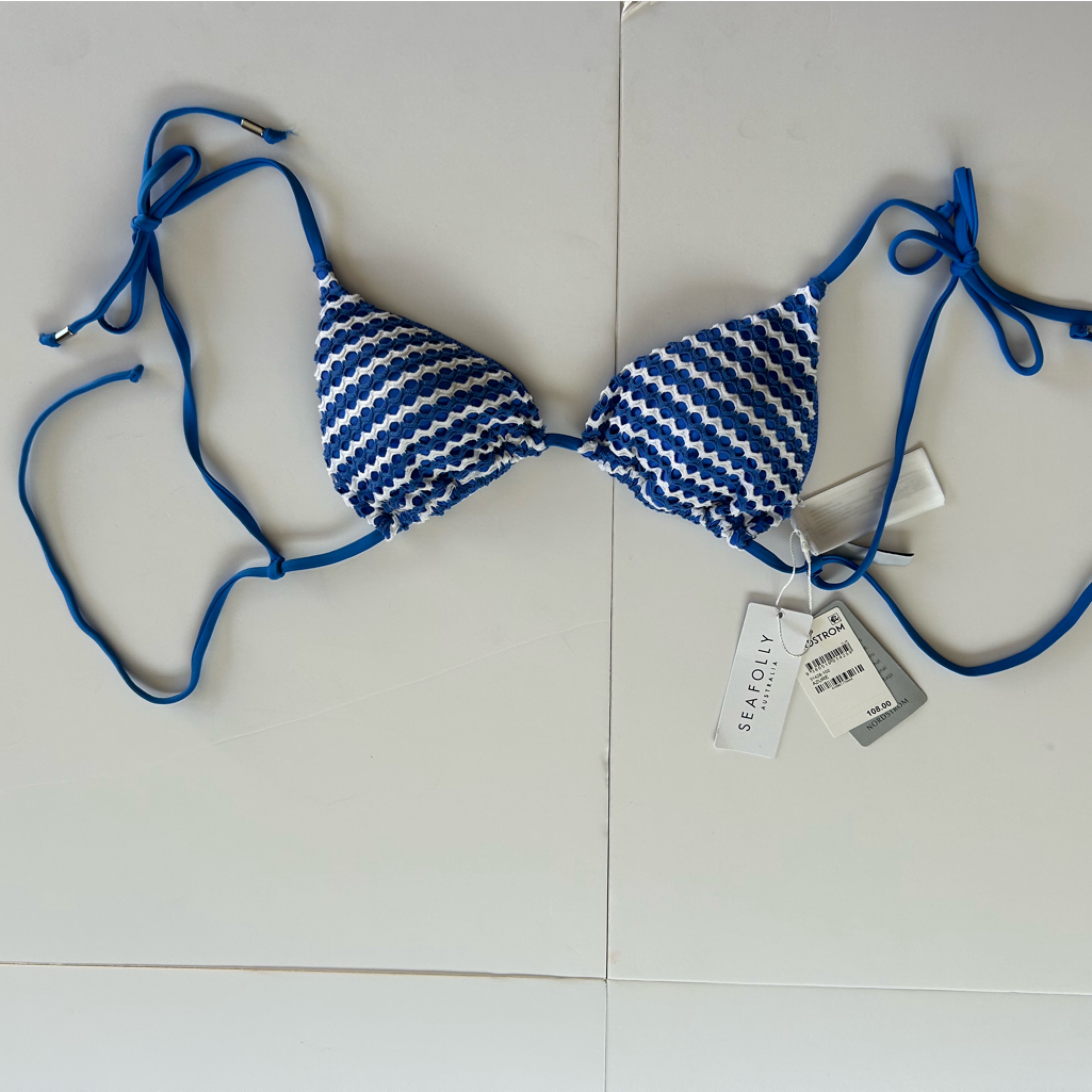 Seafolly Blue And White Bikini Top